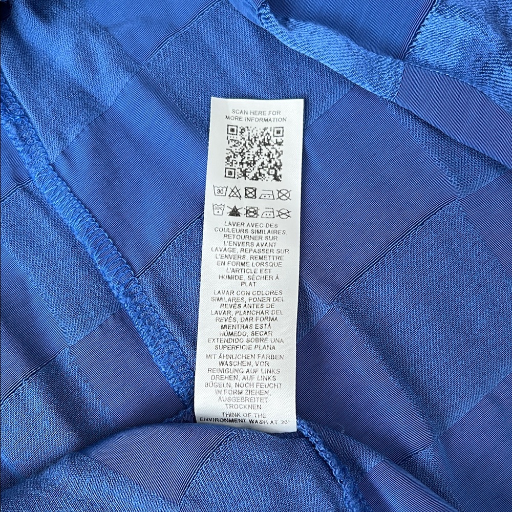 ASOS Tall Satin Blue Checkerboard Jacquard Long Sleeve Dress. Women’s Size 6. - Picture 7 of 9